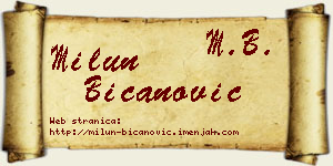 Milun Bicanović vizit kartica
